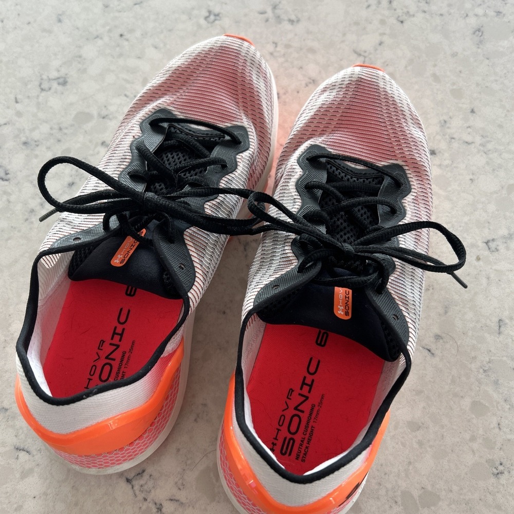 Under Armour HOVR Sonic 6 Mens 11.5 Breeze Black White Orange 3026237-001